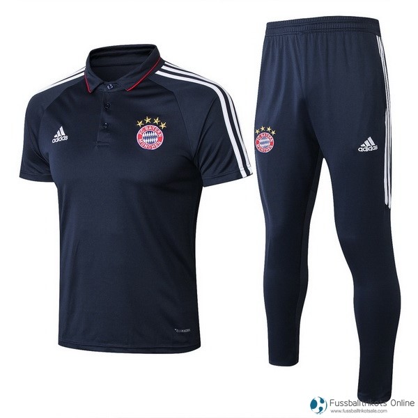 Bayern München Polo Komplett Set 2017-18 Blau Fussballtrikots Günstig